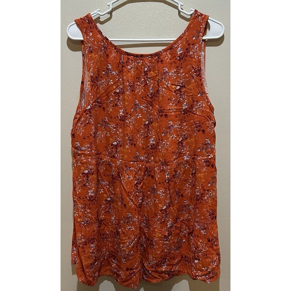 Evri Women's Floral V-Neck Sleeveless‎ Blouse Size 0X - Orange - Picture 6 of 6